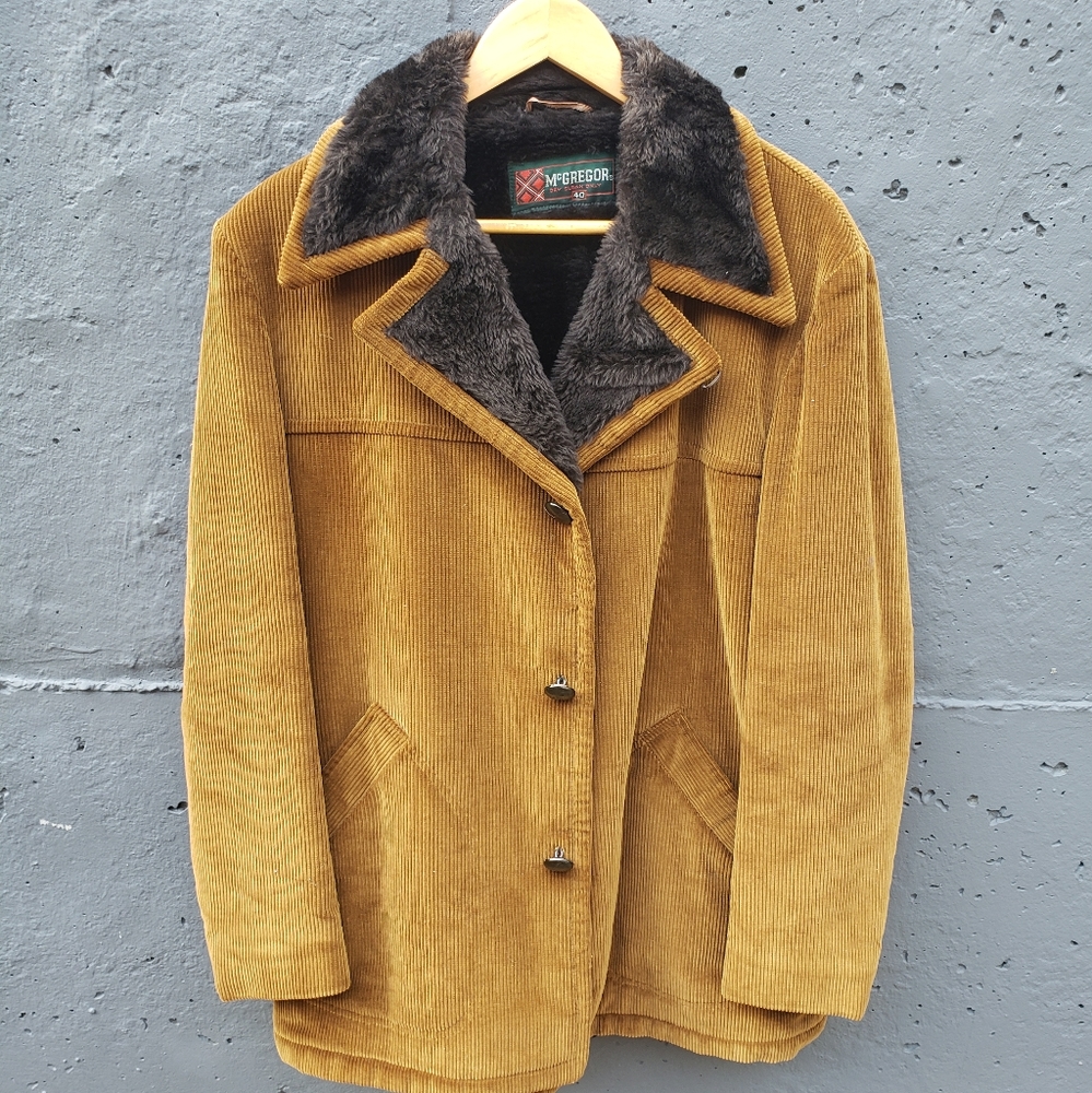 Vintage 1970s Mens' Shearling Corduroy Jacket